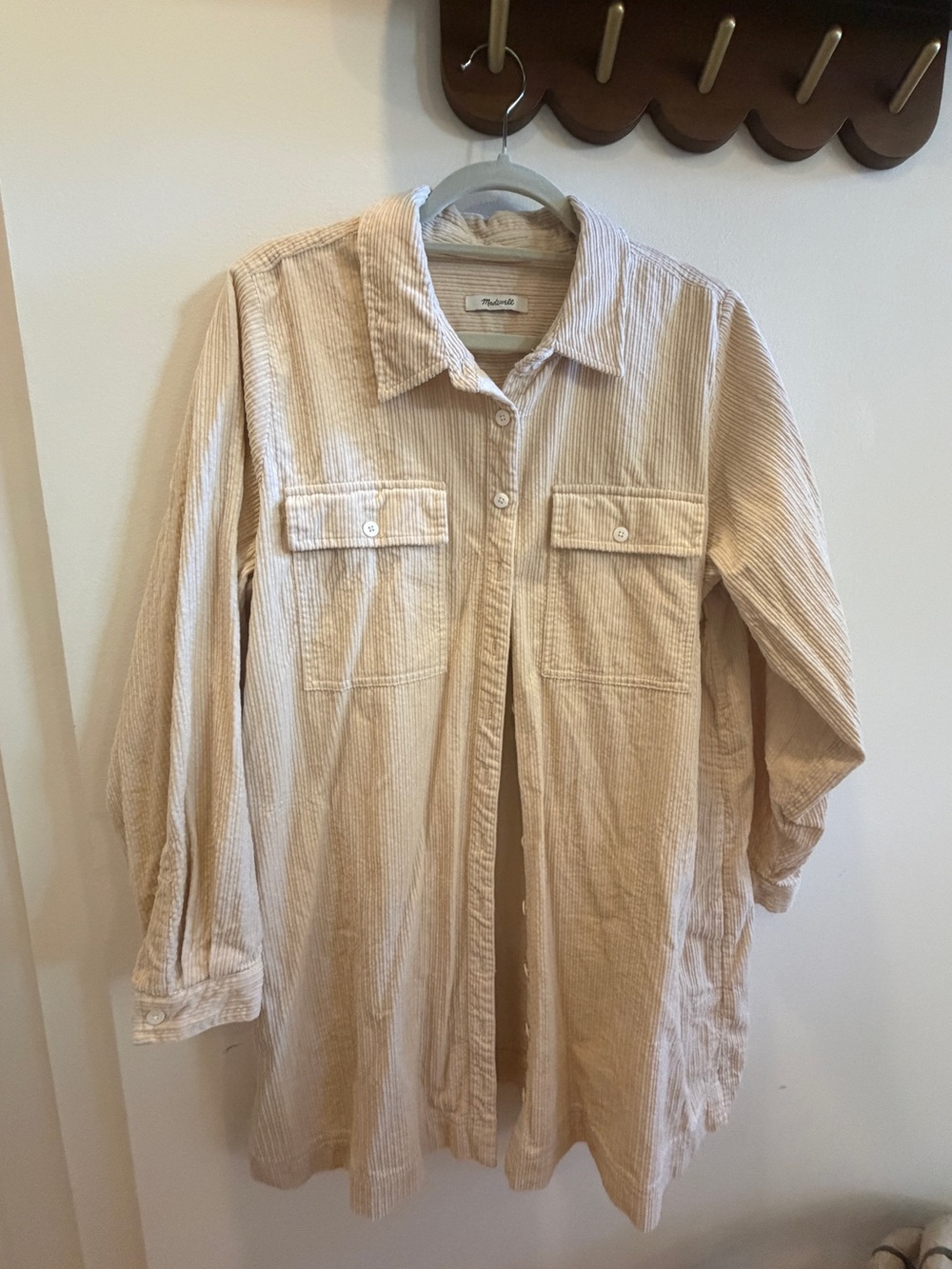 Madewell Corduroy Long Sleeve Mini Button-Up Shirtdress